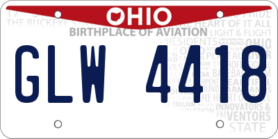 OH license plate GLW4418