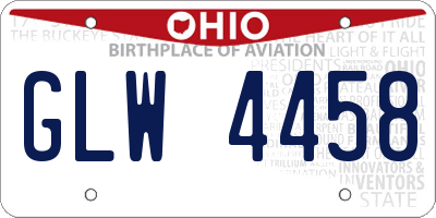 OH license plate GLW4458