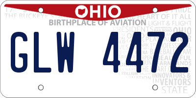 OH license plate GLW4472