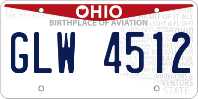 OH license plate GLW4512