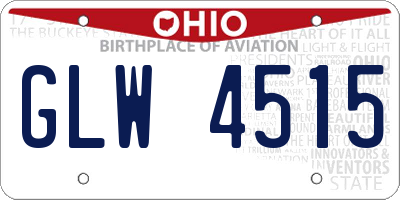 OH license plate GLW4515