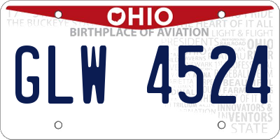 OH license plate GLW4524