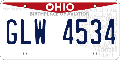 OH license plate GLW4534