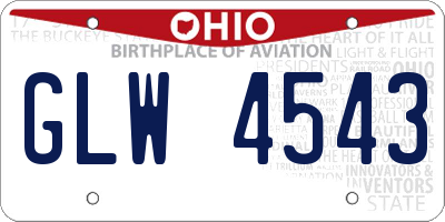 OH license plate GLW4543