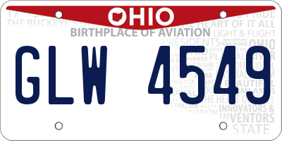 OH license plate GLW4549
