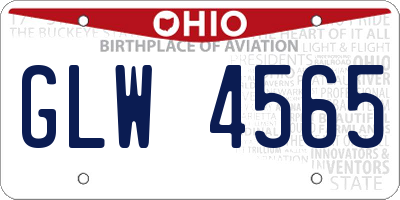 OH license plate GLW4565