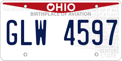 OH license plate GLW4597