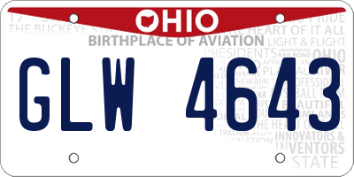 OH license plate GLW4643