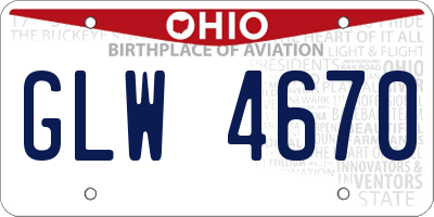 OH license plate GLW4670
