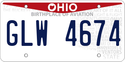 OH license plate GLW4674