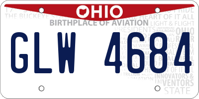 OH license plate GLW4684