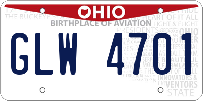 OH license plate GLW4701