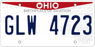 OH license plate GLW4723
