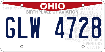 OH license plate GLW4728