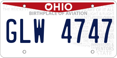 OH license plate GLW4747