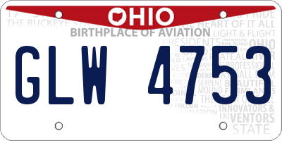 OH license plate GLW4753