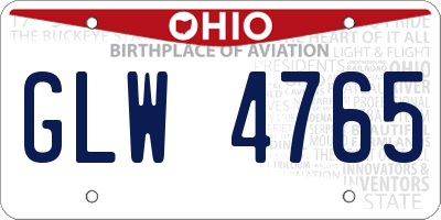 OH license plate GLW4765