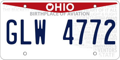 OH license plate GLW4772