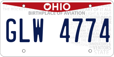 OH license plate GLW4774