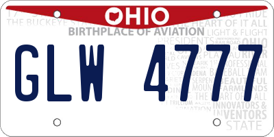 OH license plate GLW4777