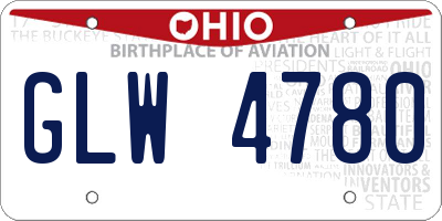 OH license plate GLW4780