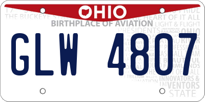 OH license plate GLW4807