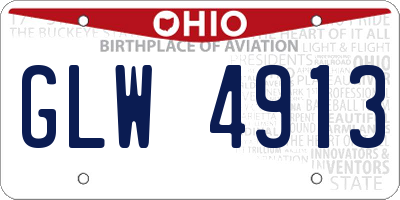 OH license plate GLW4913