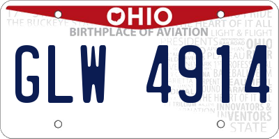 OH license plate GLW4914