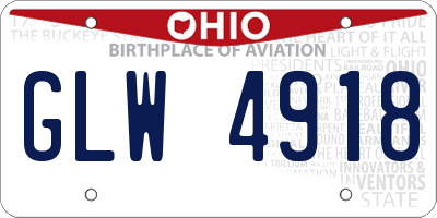 OH license plate GLW4918