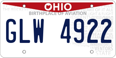 OH license plate GLW4922