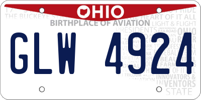 OH license plate GLW4924
