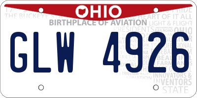 OH license plate GLW4926