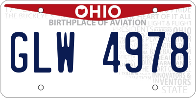 OH license plate GLW4978