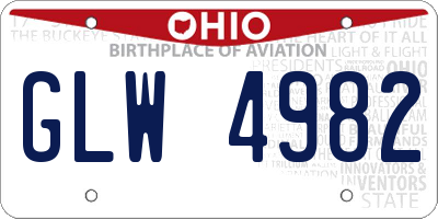 OH license plate GLW4982