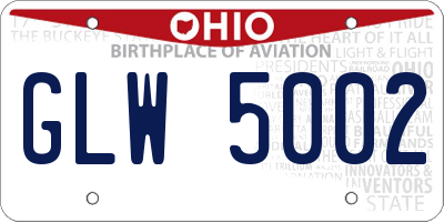 OH license plate GLW5002