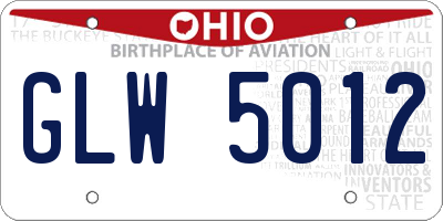 OH license plate GLW5012