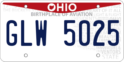 OH license plate GLW5025