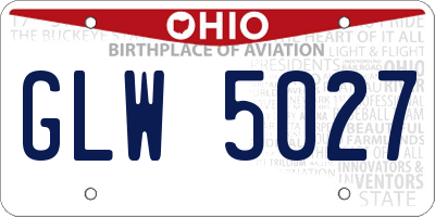 OH license plate GLW5027