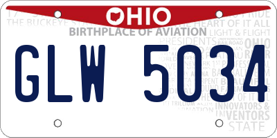 OH license plate GLW5034