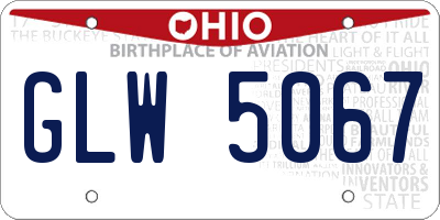 OH license plate GLW5067