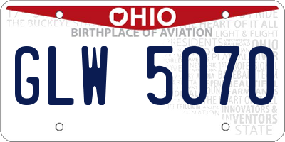OH license plate GLW5070