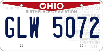 OH license plate GLW5072