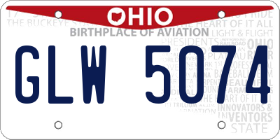 OH license plate GLW5074