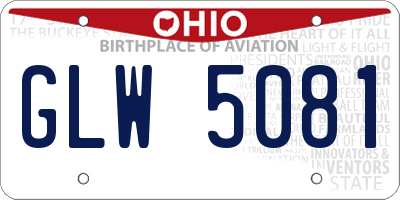 OH license plate GLW5081