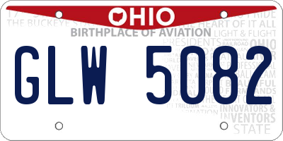 OH license plate GLW5082