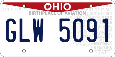 OH license plate GLW5091