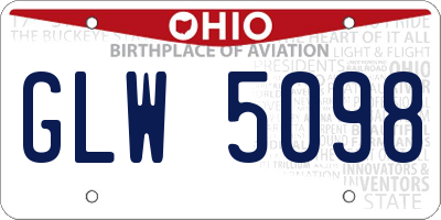 OH license plate GLW5098