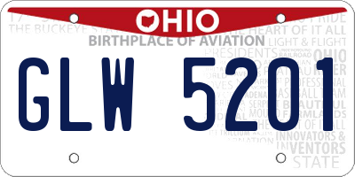OH license plate GLW5201