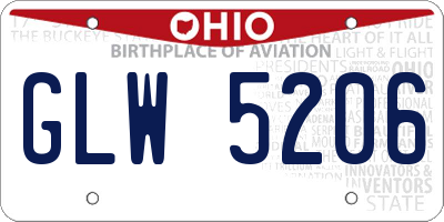 OH license plate GLW5206