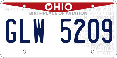OH license plate GLW5209